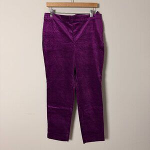 NWT J Jill Velvet Velour Purple Flat Front Pants 12